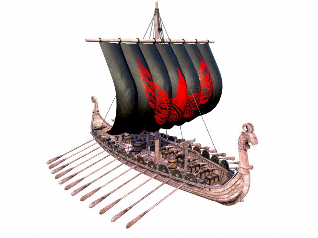 the long viking ship 3D Model .c4d .max .obj .3ds .fbx .stl .blend 
