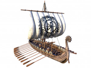 the long viking ship Modèle 3D