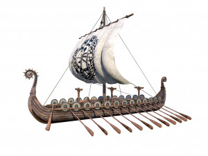 the long viking ship Modèle 3D