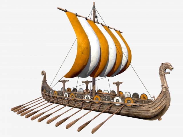 long viking ship 3D Модель .c4d .max .obj .3ds .fbx .stl .blend 