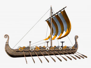 langes Wikingerschiff 3D Modell
