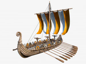 langes Wikingerschiff 3D Modell