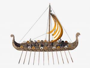 langes Wikingerschiff 3D Modell