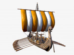 langes Wikingerschiff 3D Modell