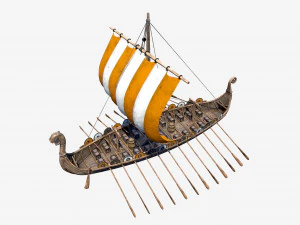 langes Wikingerschiff 3D Modell