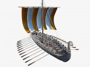 langes Wikingerschiff 3D Modell