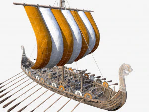 langes Wikingerschiff 3D Modell