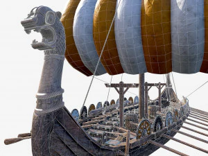 langes Wikingerschiff 3D Modell