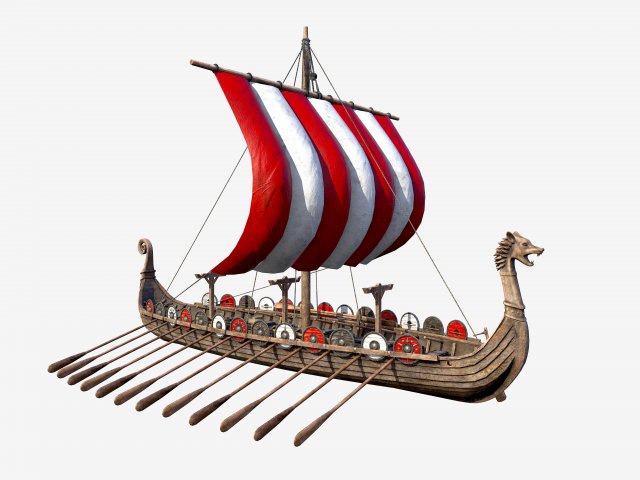 long viking ship 3D Model .c4d .max .obj .3ds .fbx .stl .blend 