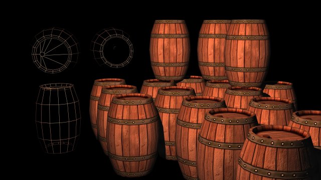 wooden barrel 3D Model .c4d .max .obj .3ds .fbx .stl .blend 
