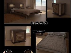 modern bedroom set 1 3D Model