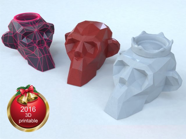 skull of monkey low poly Modelo de Impressão 3D .c4d .max .obj .3ds .fbx .stl .blend 