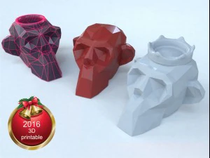cr&acirc;nio de macaco low poly Modelo de Impressão 3D