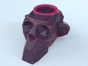 cr&acirc;nio de macaco low poly Modelo de Impressão 3D