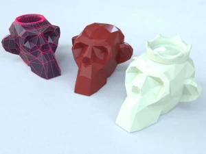 cr&acirc;nio de macaco low poly Modelo de Impressão 3D