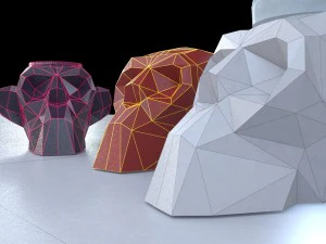 cr&acirc;nio de macaco low poly Modelo de Impressão 3D