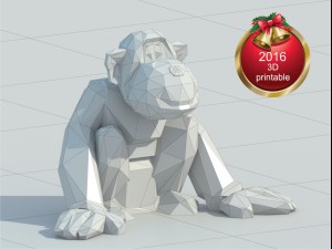monkey low poly 3D Print Model