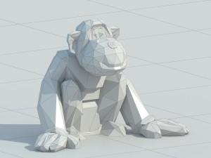 monkey low poly Model do druku 3D