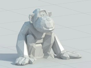 singe low poly Modèles 3D en vedette