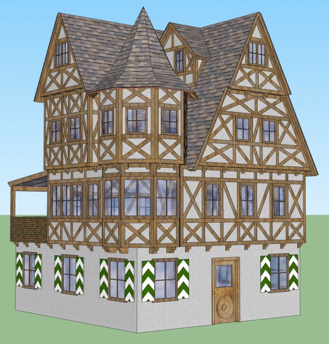 old german house 3D Model .c4d .max .obj .3ds .fbx .stl .blend 