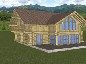 wooden block house Model 3D