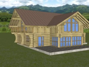 casa de bloco de madeira Modelo 3D