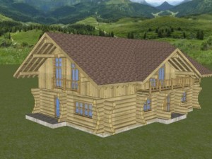 wooden block house Modelo 3D