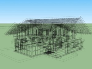 wooden block house Modelo 3D