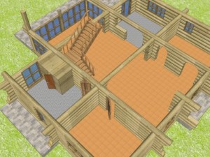 wooden block house Modelo 3D