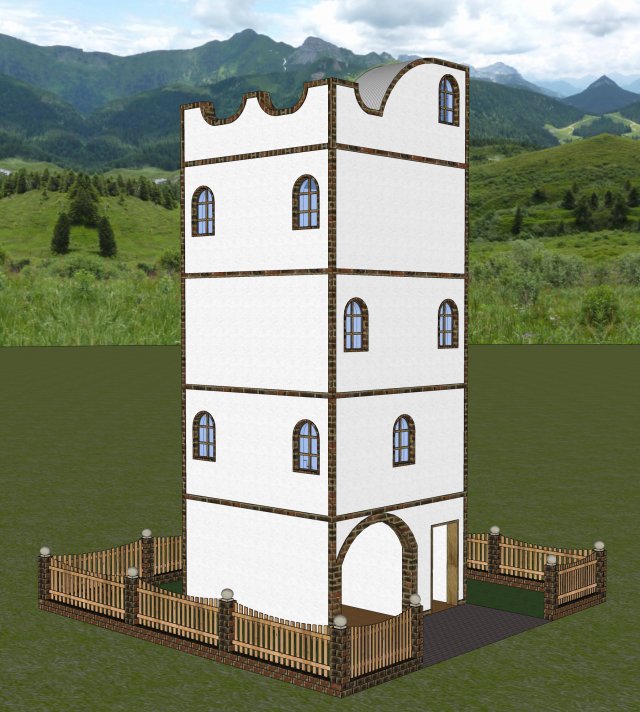 tower house Model 3D .c4d .max .obj .3ds .fbx .stl .blend 