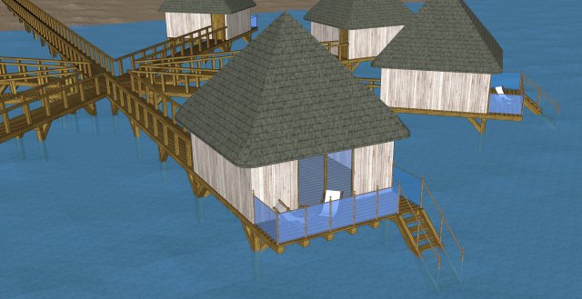 maldives water bungalows 3D Model .c4d .max .obj .3ds .fbx .stl .blend