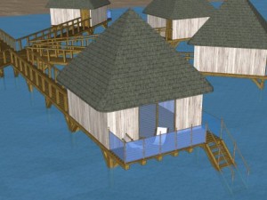 maldives water bungalows Model 3D