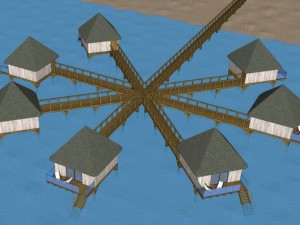 maldives water bungalows 3D Model
