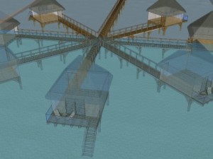 maldives water bungalows 3D Model