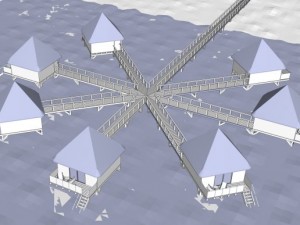 maldives water bungalows 3D Model