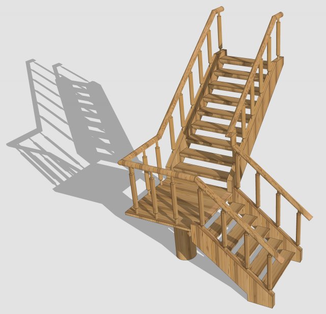 wooden staircase Modelo 3D .c4d .max .obj .3ds .fbx .stl .blend 