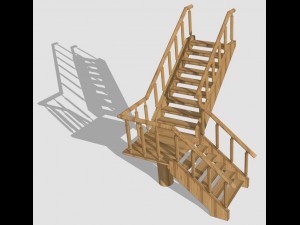 wooden staircase Model 3D