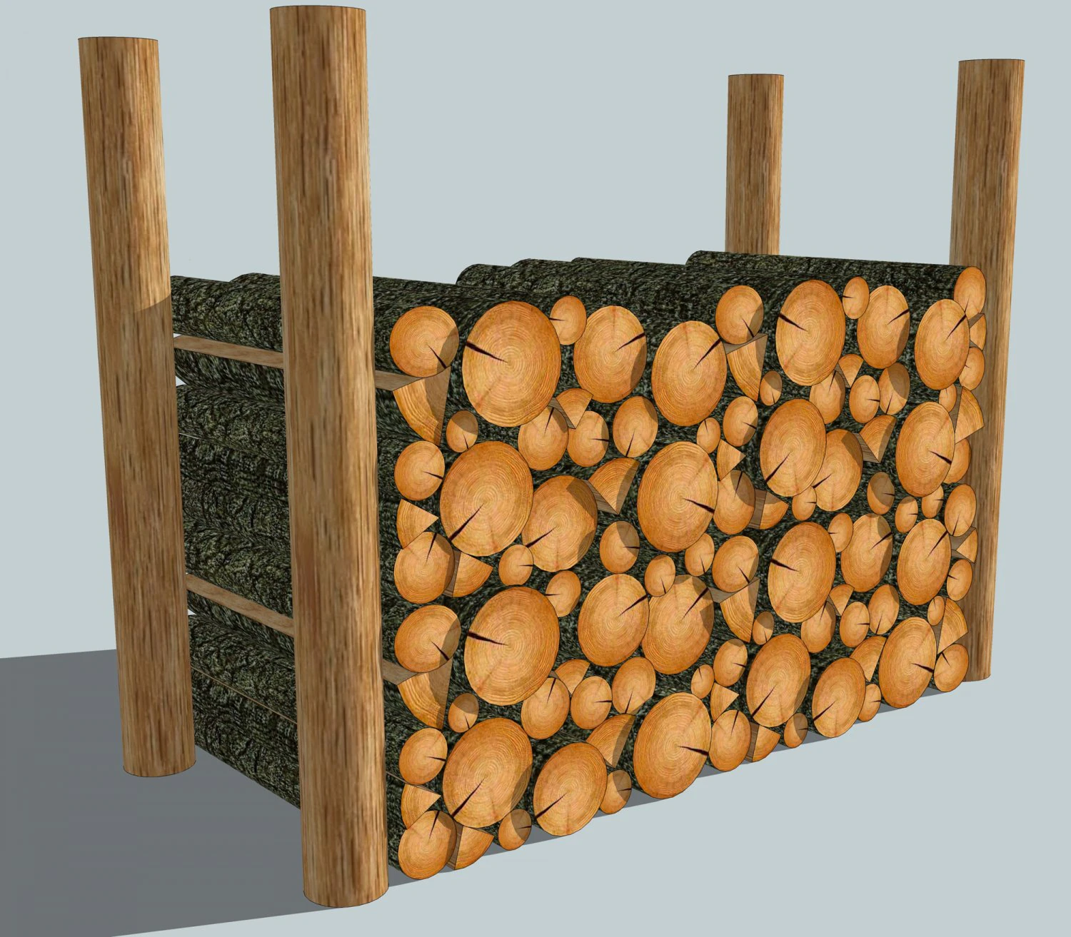 firewood log pile 3D Model .c4d .max .obj .3ds .fbx .stl .blend 
