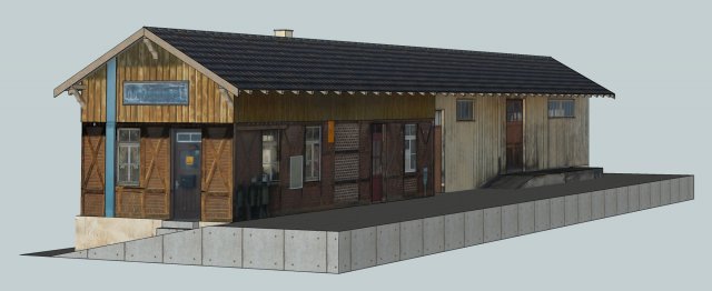 old train station in oberboihingen germany 3Dモデル .c4d .max .obj .3ds .fbx .stl .blend 