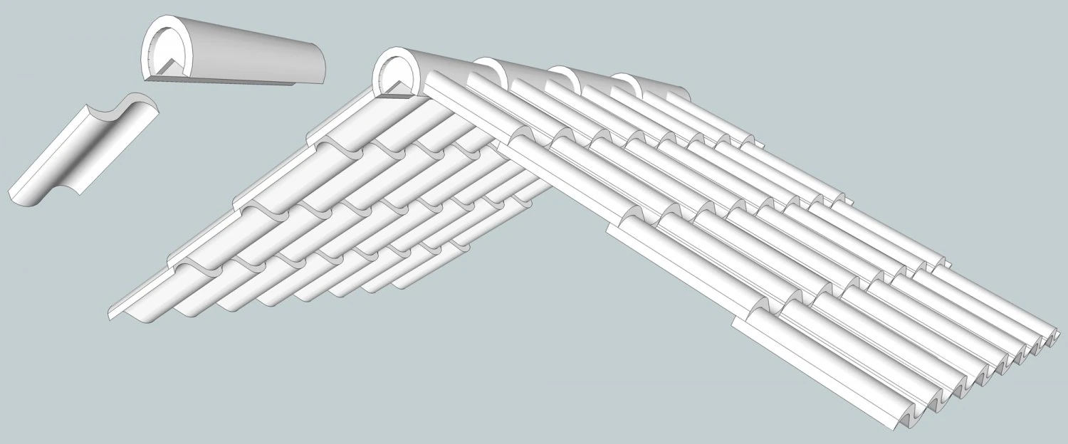 roof tiles 3D Model .c4d .max .obj .3ds .fbx .stl .blend 