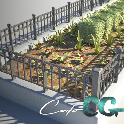 fenced planter bed 3Dモデル .c4d .max .obj .3ds .fbx .stl .blend 