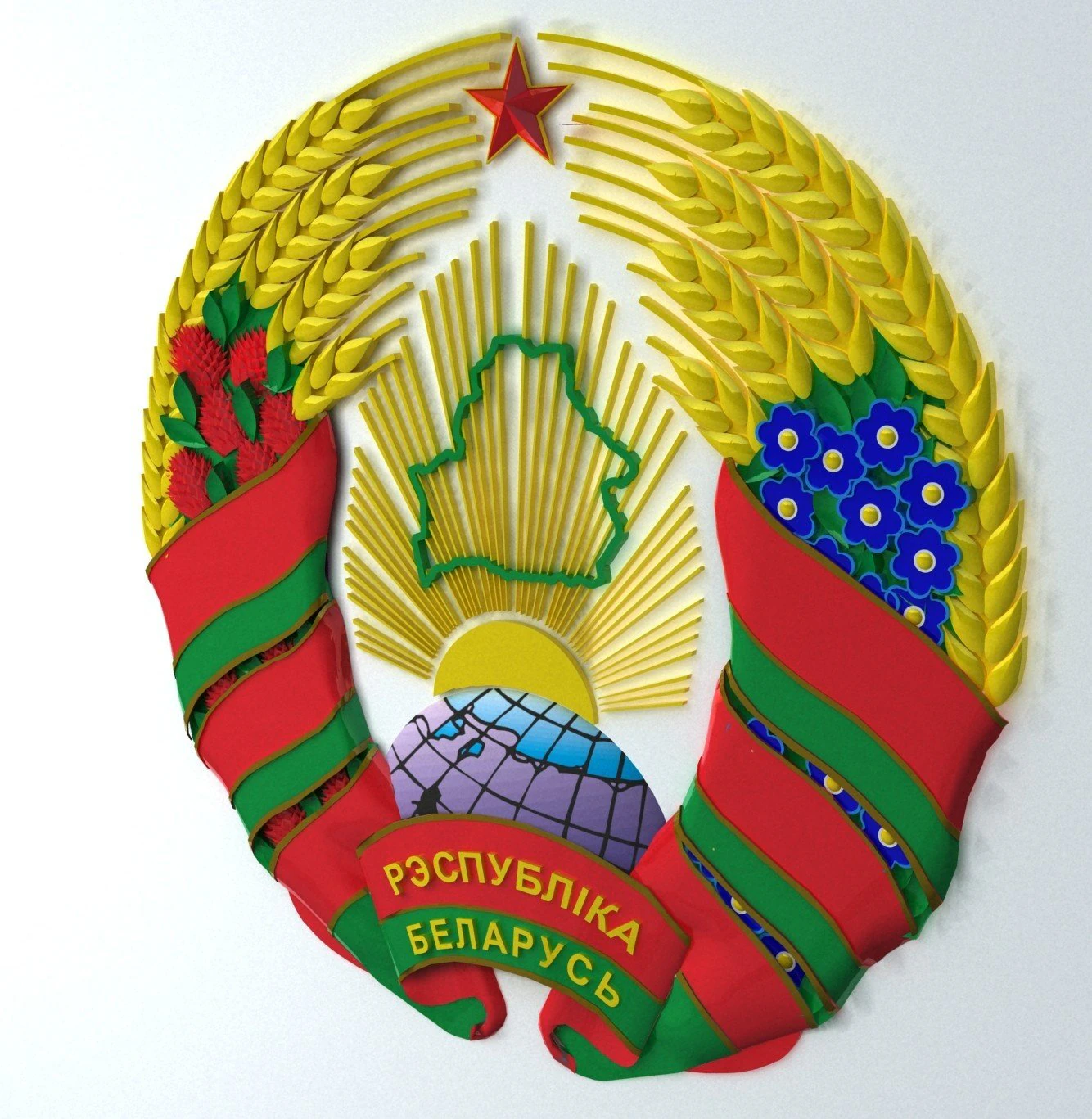 coat of arms of the republic of belarus 3D Model .c4d .max .obj .3ds .fbx .stl .blend 