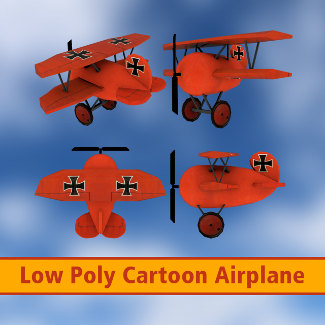 airplane cartoon 3D 模型 .c4d .max .obj .3ds .fbx .stl .blend 
