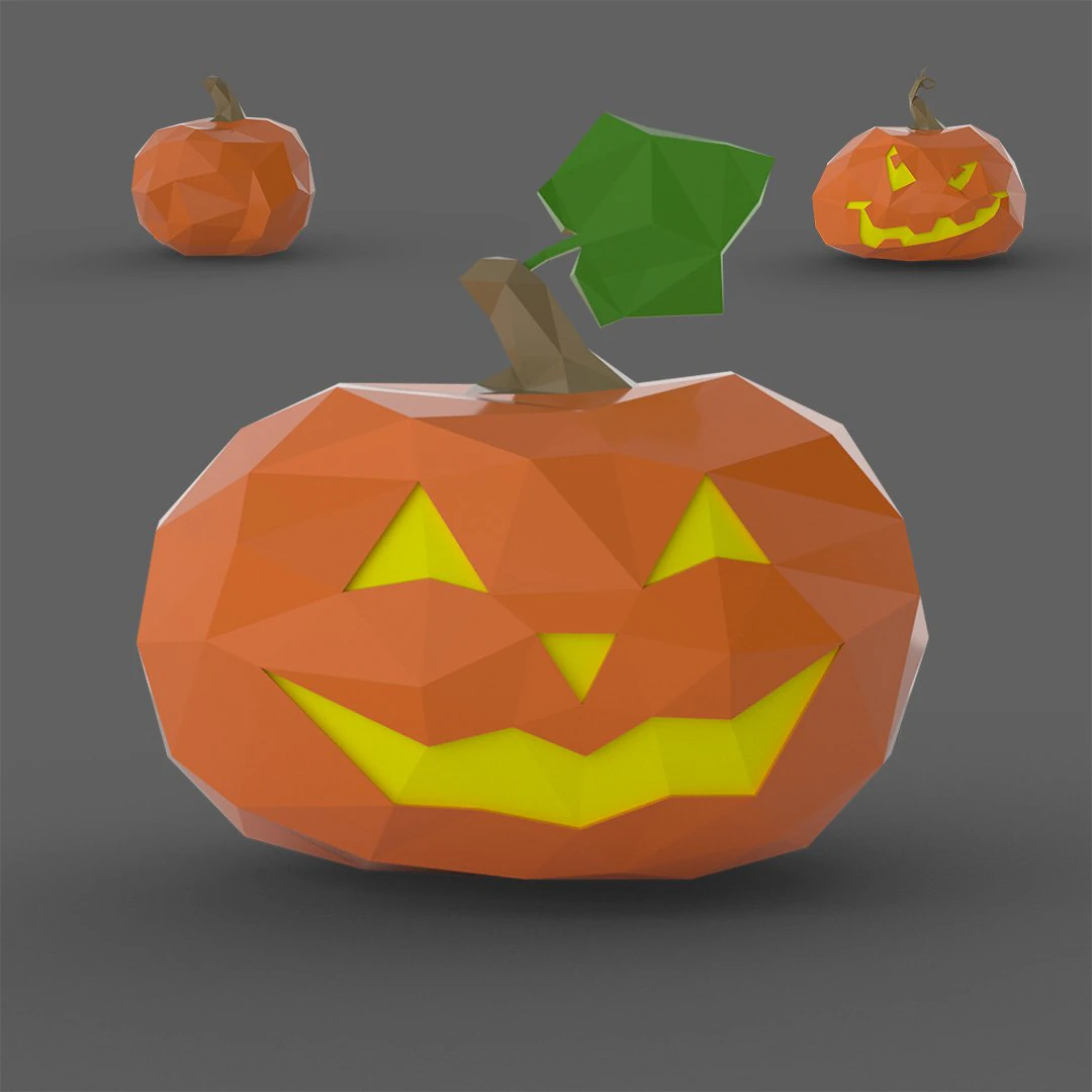 halloween pumpkin low poly 3D Print Model .c4d .max .obj .3ds .fbx .stl .blend 