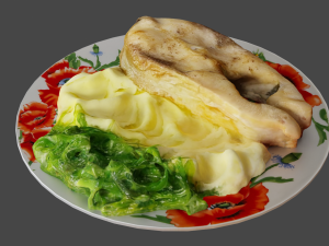 Fried Fish with Creamy Mashed Potatoes and Chukka Weed Modelo 3D