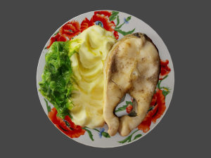 Fried Fish with Creamy Mashed Potatoes and Chukka Weed Modelo 3D
