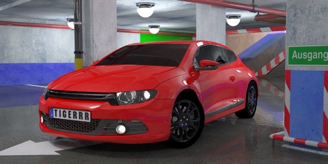 volkswagen scirocco parking 3D Model .c4d .max .obj .3ds .fbx .stl .blend