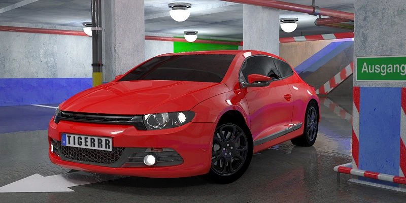 volkswagen scirocco parking 3D Model .c4d .max .obj .3ds .fbx .stl .blend 