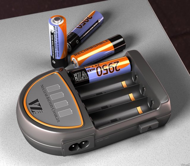 battery charger plus battery 3D Model .c4d .max .obj .3ds .fbx .stl .blend 