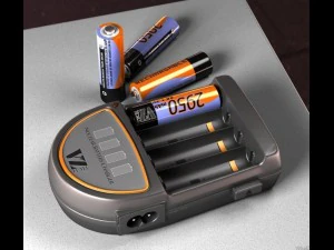 电池充电器加电池 3D 模型